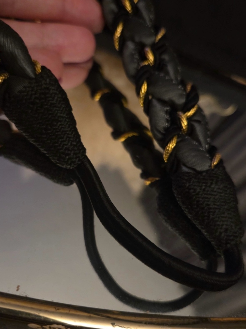 Banana Republic Black and Gold Braided Headband, Bracelet, Wristlet - Picture 7 of 13